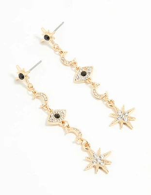 Gold Celestial Drop Earrings