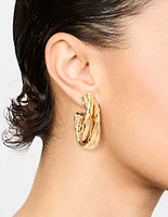 Gold Molten Twisted Hoop Earrings