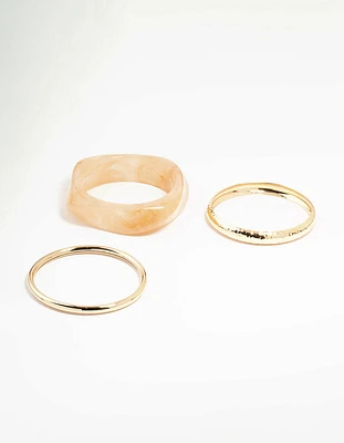 Gold & Acrylic Bangles 3-Pack