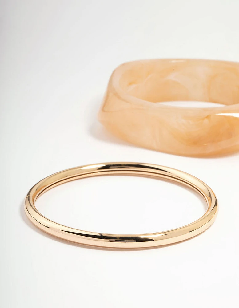 Gold & Acrylic Bangles 3-Pack