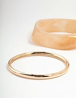 Gold & Acrylic Bangles 3-Pack