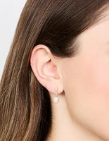 Gold Plated Pearl Pear Diamante Drop Earrings
