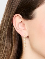 Gold Plated Round & Oval Stone Drop Earrings