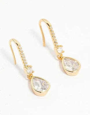 Gold Plated Diamante Pavé Hook Earrings