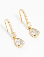 Gold Plated Diamante Pavé Hook Earrings