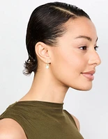 Gold Plated Cubic Zirconia & Pearl Bow Drop Earrings