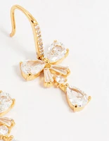 Gold Plated Cubic Zirconia Bow Teardrop Earrings