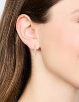 Gold Plated Stone Medium Hoop Earrings