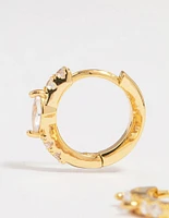 Gold Plated Diamante Marquise Pave Huggie Earrings