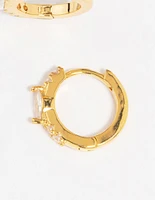 Gold Plated Diamante Marquise Pave Huggie Earrings