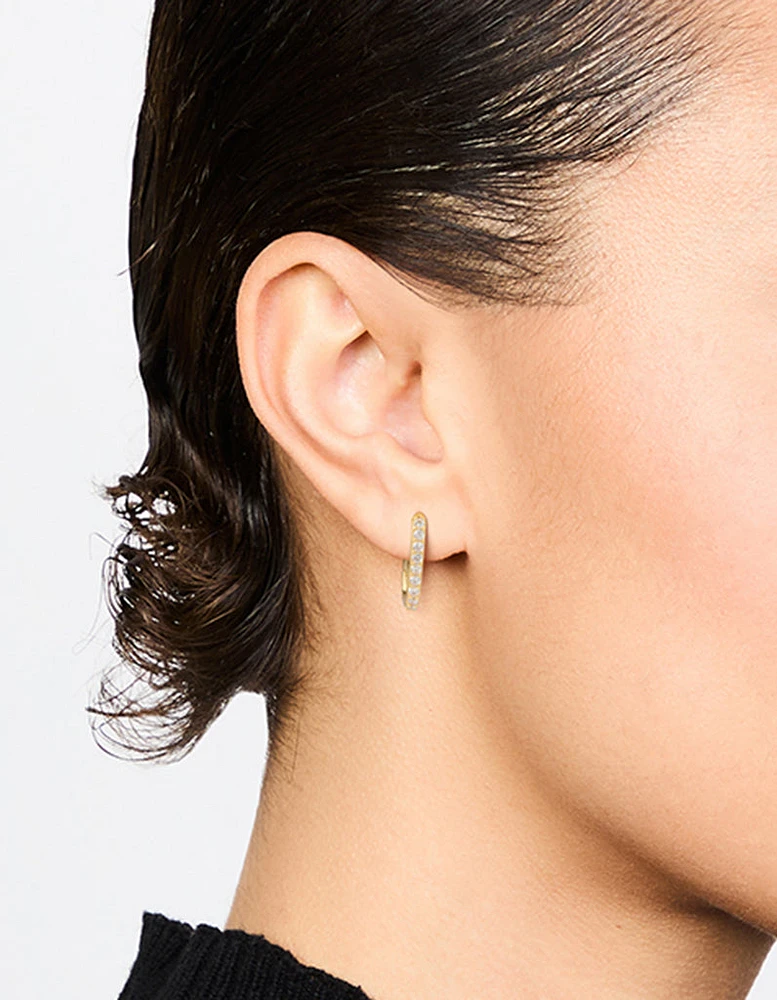 Gold Plated Diamante Oval Hoop Earrings