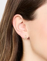Gold Plated Diamante Double Mini Hoop Earrings