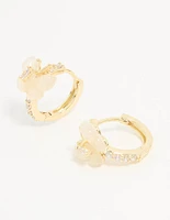 Gold Plated Diamante Butterfly Hoop Earrings