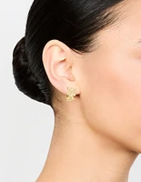 Gold Plated Cubic Zirconia Butterfly Huggie Earrings