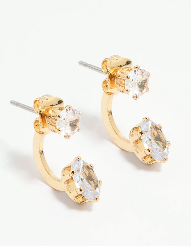 Gold Plated Stone Jacket Earrings