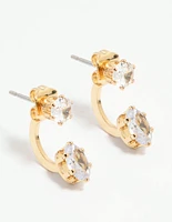 Gold Plated Stone Jacket Earrings