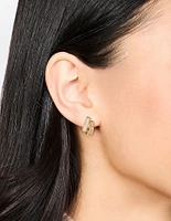 Gold Plated Cubic Zirconia & Mother Of Pearl Jacket Earrings