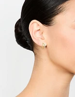 Gold Plated Pave Crystal Butterfly Jacket Earrings