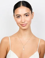 Gold Plated Cubic Zirconia & Pearl Flower Necklace