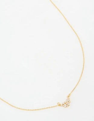 Gold Plated Cubic Zirconia Mini Pear Cluster Necklace
