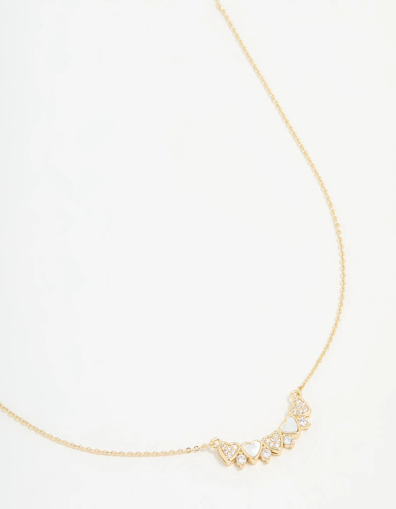Gold Plated Mini Heart Banner Necklace