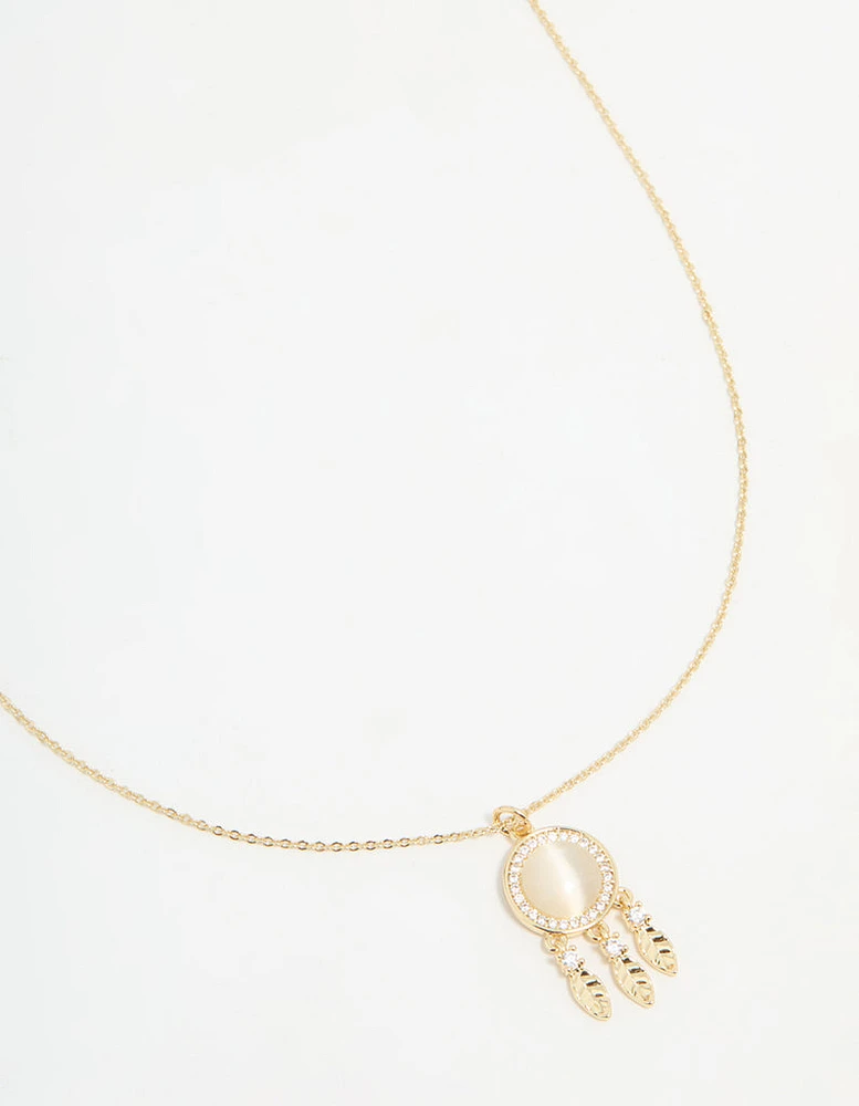 Gold Plated Dream Catcher Necklace