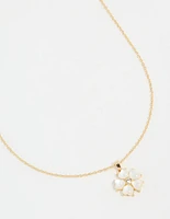 Gold Plated Catseye Flower Pendant Necklace
