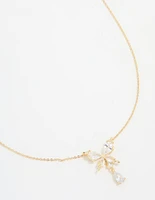 Gold Plated Cubic Zirconia Butterfly Teardrop Necklace