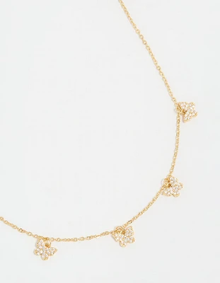 Gold Plated Diamante Butterfly Dainty Charm Necklace