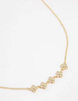 Gold Plated Cubic Zirconia Flower Necklace