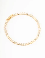 Gold Plated Cubic Zirconia Baguette Tennis Bracelet