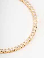 Gold Plated Cubic Zirconia Baguette Tennis Bracelet