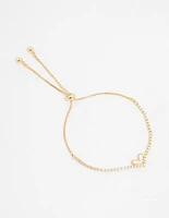 Gold Plated Diamante Mini Heart Toggle Bracelet