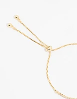 Gold Plated Diamante Mini Heart Toggle Bracelet