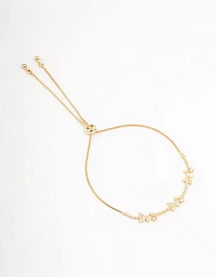 Gold Plated Pearl & Mini Butterfly Toggle Bracelet