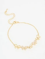 Gold Plated Cubic Zirconia Bows Bracelet