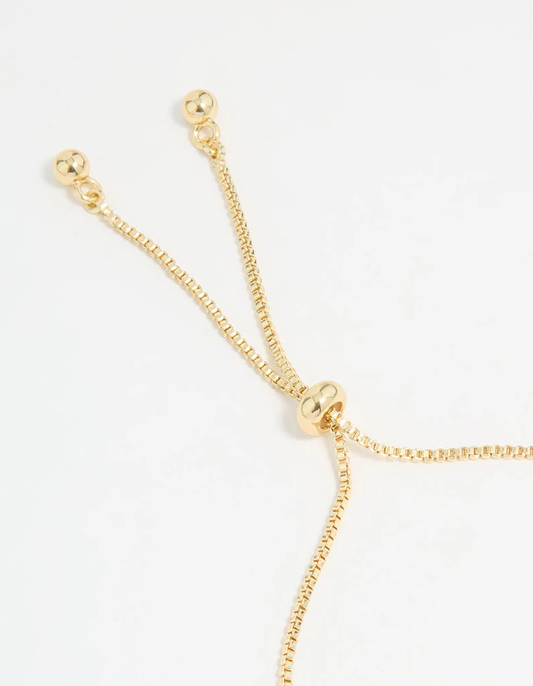 Gold Plated Cubic Zirconia Double Butterfly Toggle Bracelet