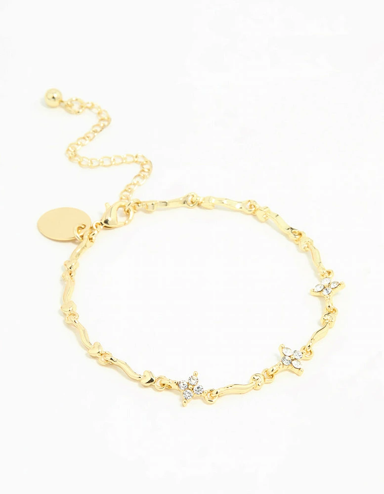 Gold Plated Winding Mini Flower Bracelet