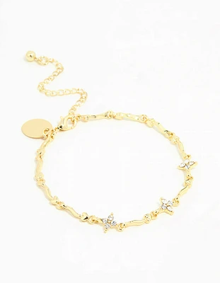 Gold Plated Winding Mini Flower Bracelet