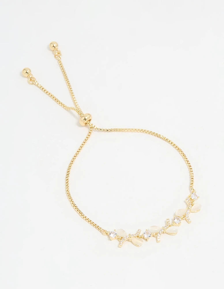 Gold Plated Single Triangle Bow Weave Toggle Bracelet