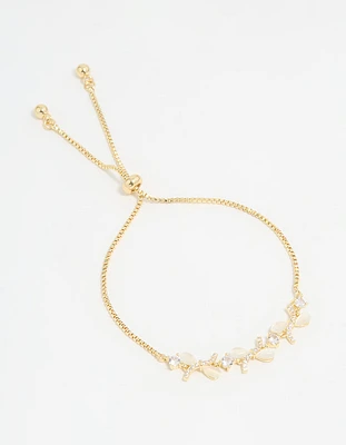 Gold Plated Single Triangle Bow Weave Toggle Bracelet