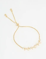 Gold Plated Single Triangle Bow Weave Toggle Bracelet