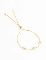 Gold Plated Cubic Zirconia Flower Toggle Bracelet