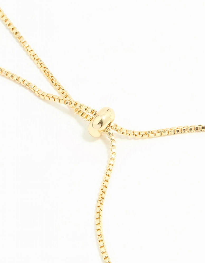 Gold Plated Cubic Zirconia Flower Toggle Bracelet