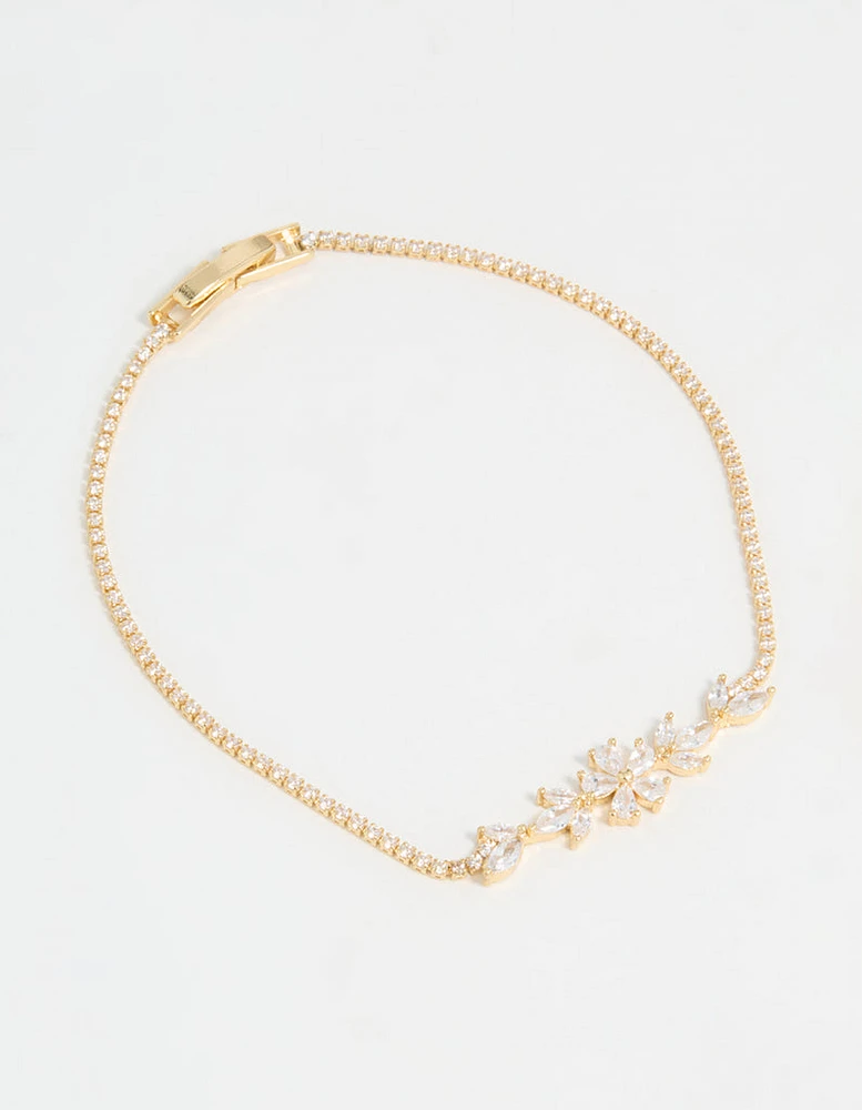 Gold Plated Flower Cupchain Bracelet