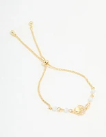 Gold Plated Cubic Zirconia Quartz Celestial Toggle Bracelet