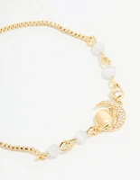Gold Plated Cubic Zirconia Quartz Celestial Toggle Bracelet