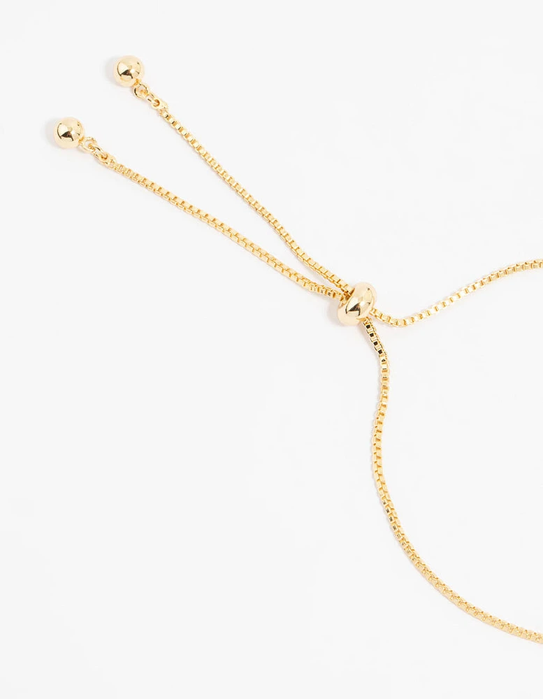 Gold Plated Cubic Zirconia Bow & Pearl Toggle Bracelet