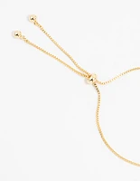 Gold Plated Cubic Zirconia Bow & Pearl Toggle Bracelet