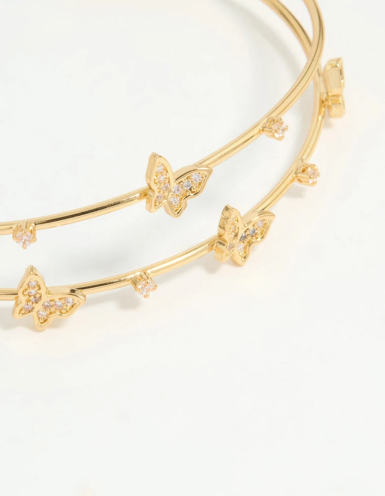 Gold Plated Mini Butterfly Wrist Cuff